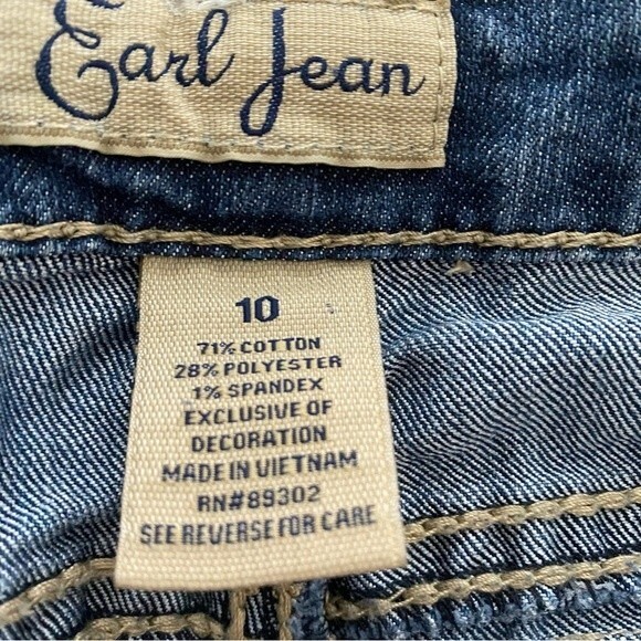 Earl Rhinestone Mid Rise Crop Straight Leg Medium Wash Jeans Size 10 - Picture 7 of 8